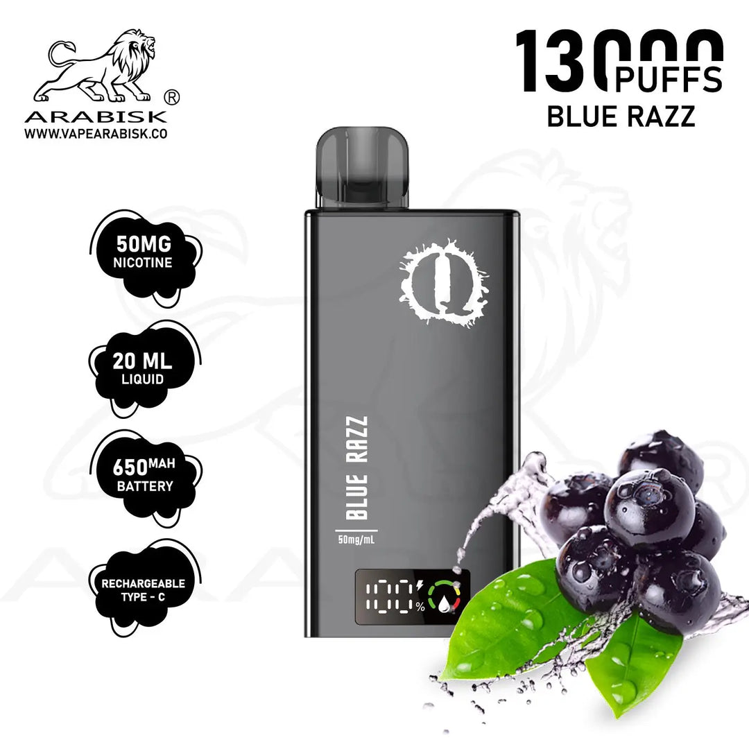 ARABISK Q 13000 PUFFS 50MG RECHARGEABLE - BLUE RAZZ 