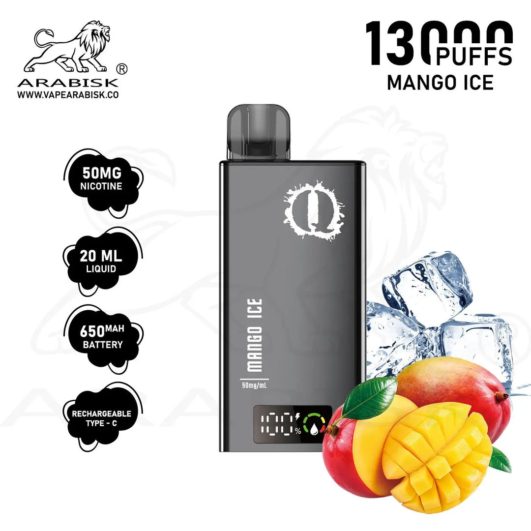 ARABISK Q 13000 PUFFS 50MG  RECHARGEABLE - MANGO ICE 