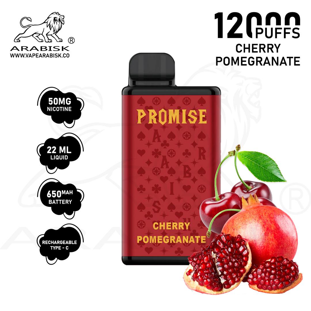 ARABISK PROMISE 12000 PUFFS 50MG RECHARGEABLE - CHERRY POMEGRANATE