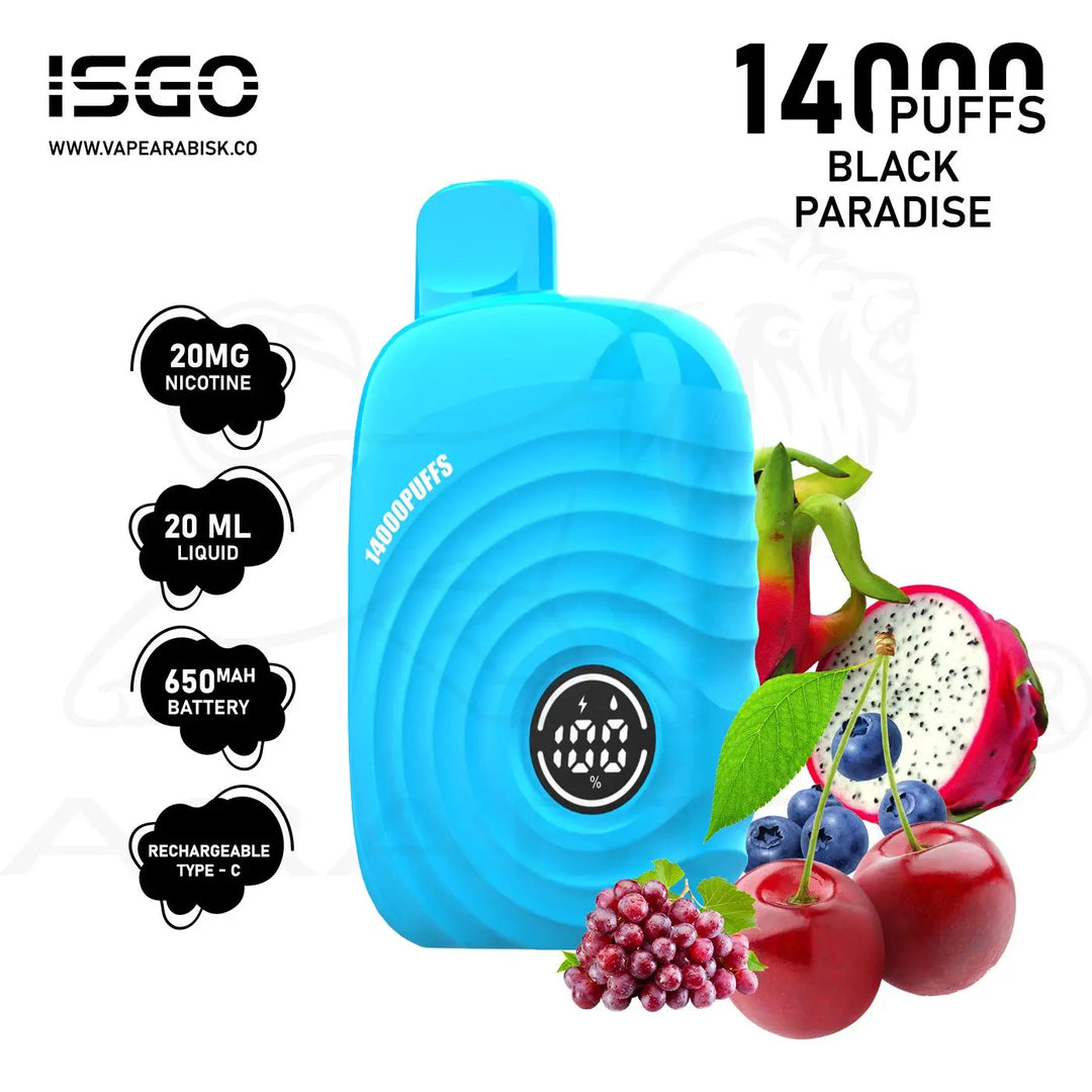 ISGO PARIS 14000 PUFFS 20MG - BLACK PARADISE 