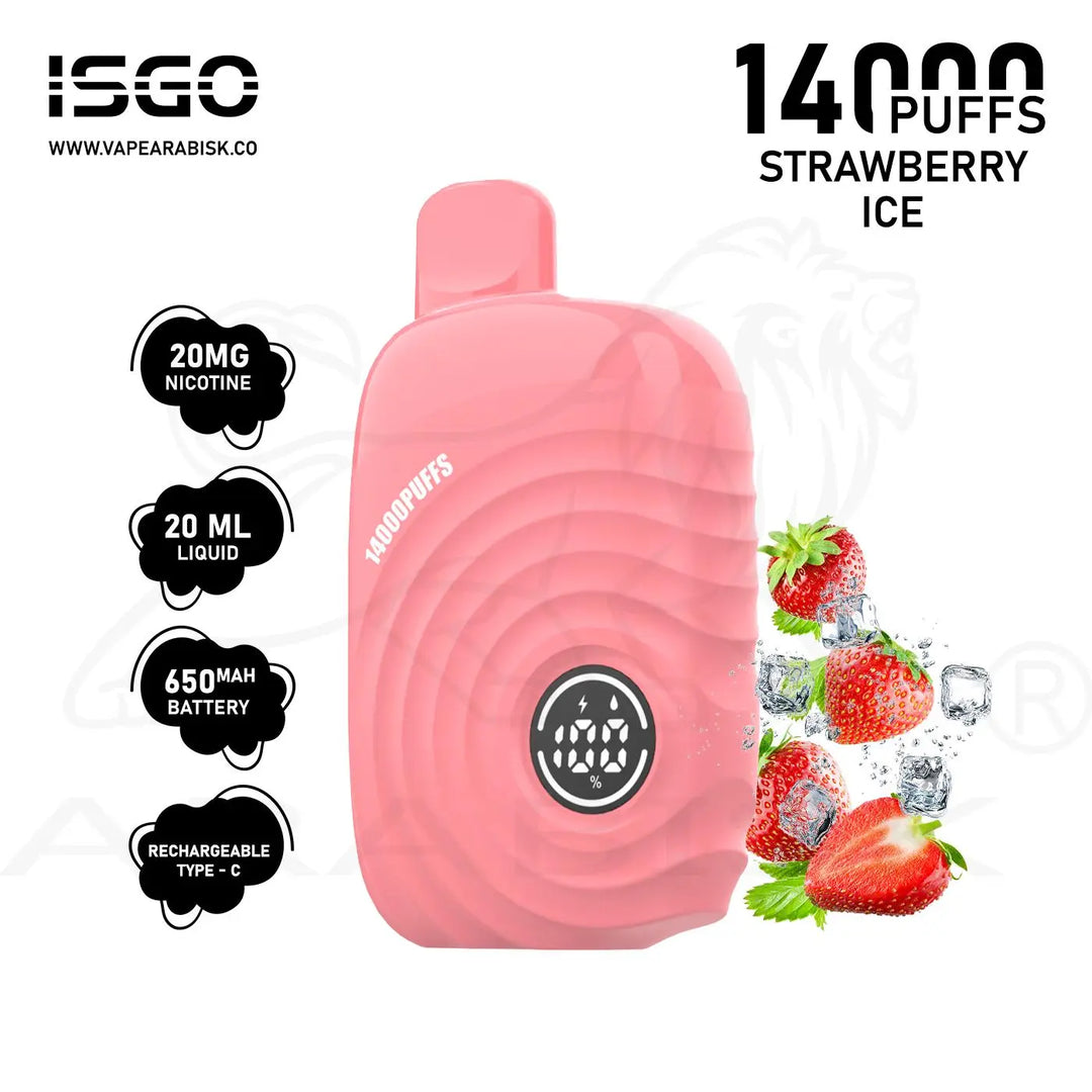 ISGO PARIS 14000 PUFFS 20MG - STRAWBERRY ICE 
