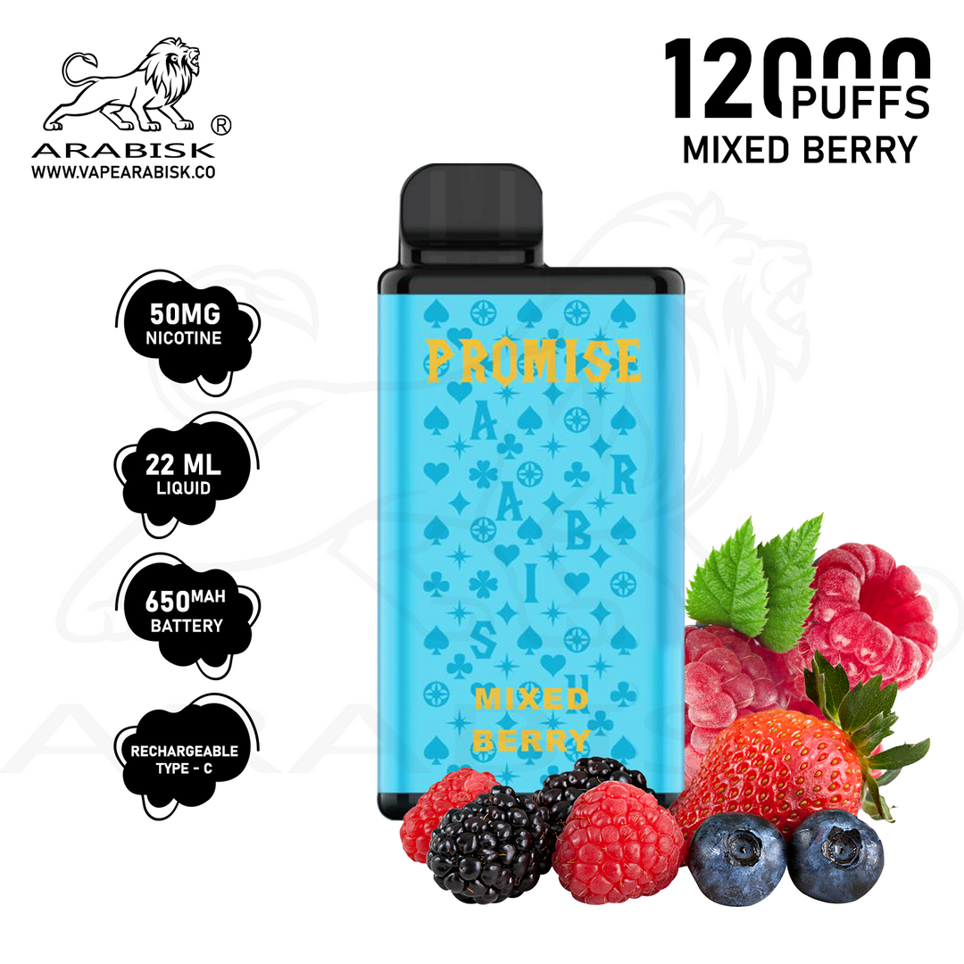 ARABISK PROMISE 12000 PUFFS 50MG  RECHARGEABLE - MIXED BERRY