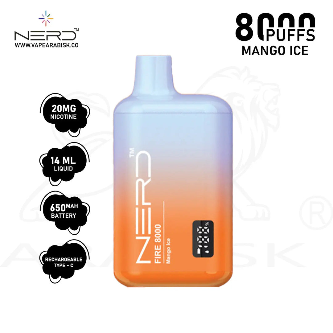 NERD FIRE 8000 PUFFS 20MG - MANGO ICE Nerd