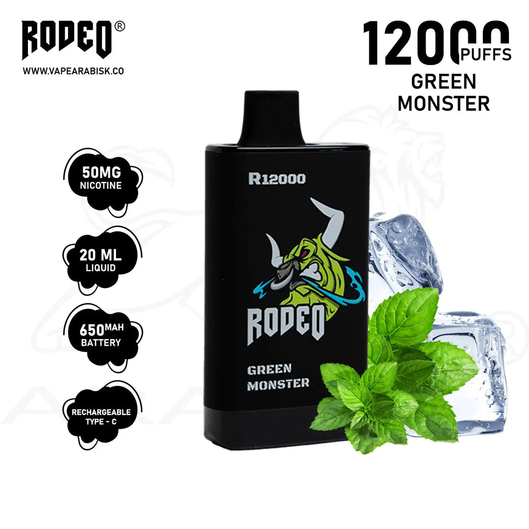 RODEO R 12000 PUFFS 50MG - GREEN MONSTER 