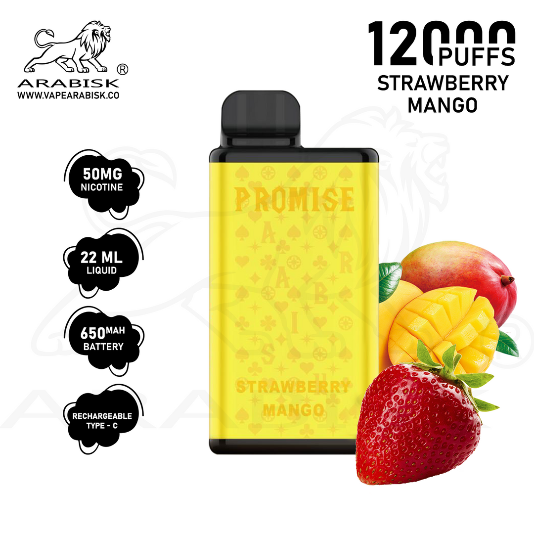 ARABISK PROMISE 12000 PUFFS 50MG  RECHARGEABLE - STRAWBERRY MANGO