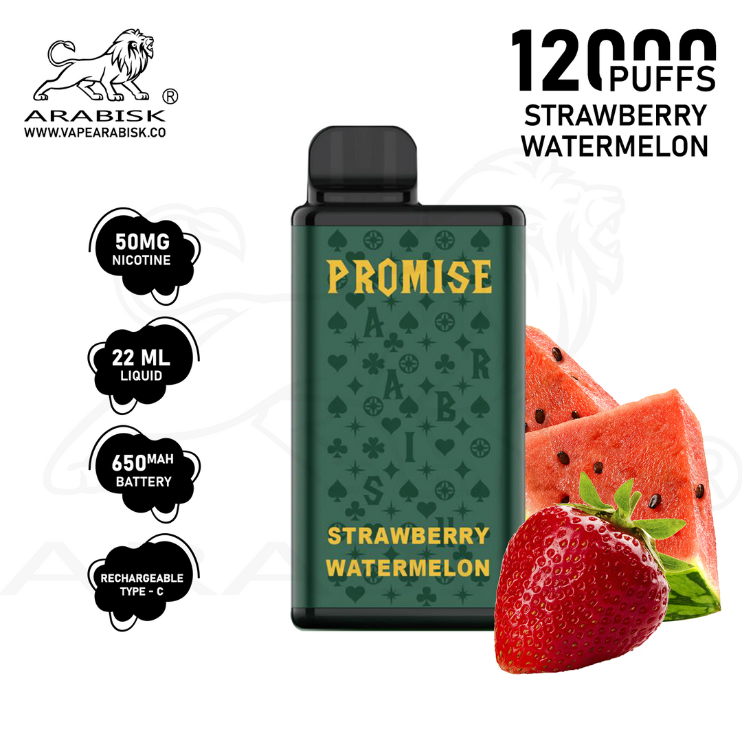 ARABISK PROMISE 12000 PUFFS 50MG  RECHARGEABLE - STRAWBERRY WATERMELON