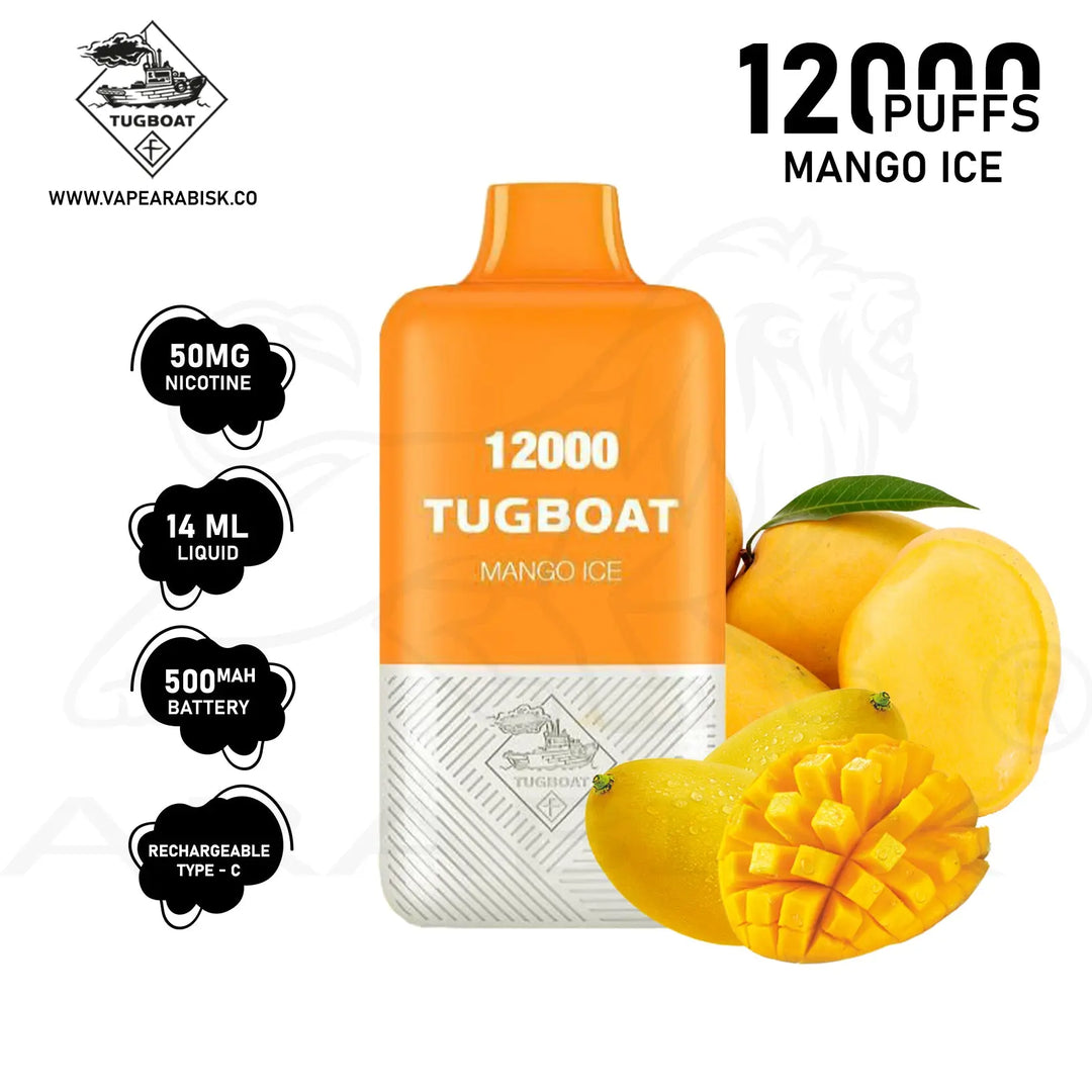 TUGBOAT SUPER POD KIT 12000 PUFFS 50MG - MANGO ICE 
