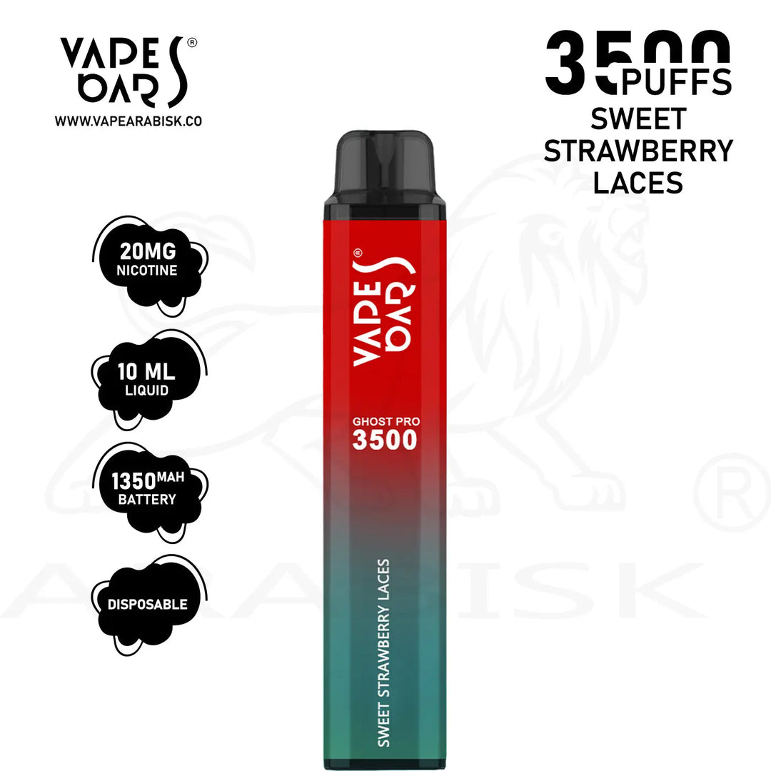 VAPES BARS GHOST PRO 3500 PUFFS 20MG - SWEET STRAWBERRY LACES 
