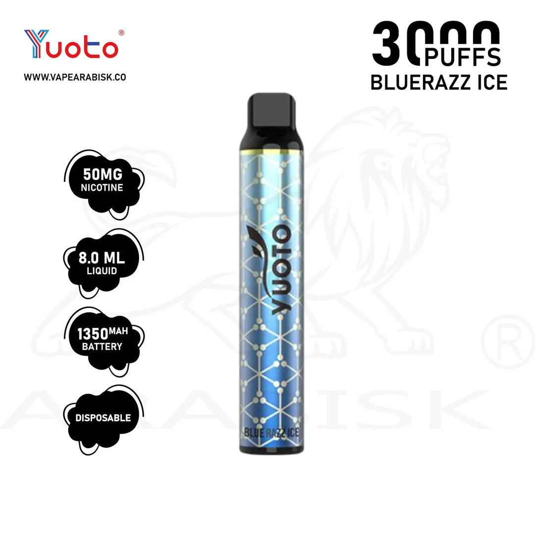 YUOTO LUSCIOUS 3000 PUFFS 50MG - BLUERAZZ ICE 